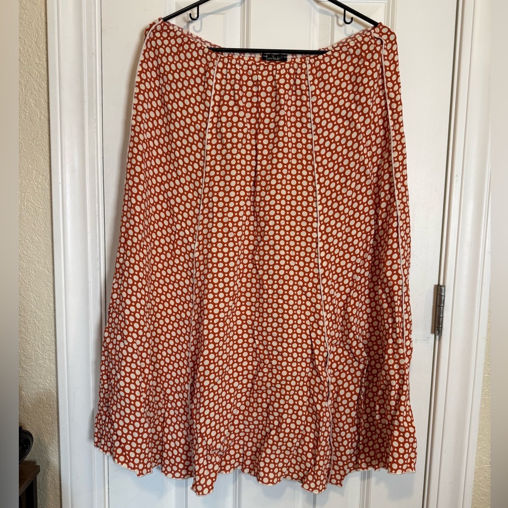 Polka Dot A-Line Skirt - Orange and Cream
